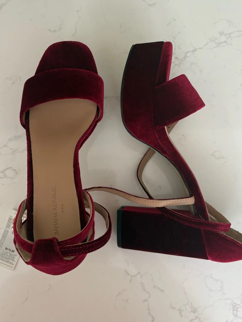 Banana Republic Burgundy Velvet Platform Block Heels